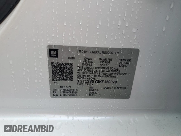 2019 GMC Sierra 2500HD Denali z VIN 1GT12SEY8KF150379, wystawiony jako Copart lot #80525704 z przebiegiem Nie podano mil oraz Szkoda całkowita • Salvage title. Historia ofert i sprzedaży dostępna na DreamBid. Obrazek 13.