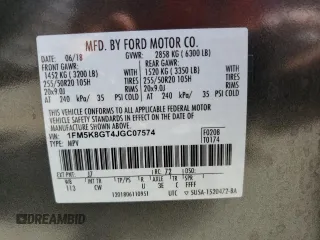 2018 Ford Explorer Sport with VIN 1FM5K8GT4JGC07574, listed as a Copart auction lot 72860404 with 18,563 mi miles and Salvage title. Bid and sale history available at DreamBid. Image 13.