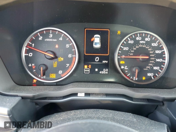 2024 Subaru WRX Premium with VIN JF1VBAH65R9819339, listed as a Copart auction lot 52388035 with 495 mi miles and Salvage title. Bid and sale history available at DreamBid. Image 9.