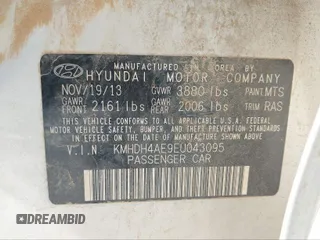 2014 Hyundai Elantra SE z VIN KMHDH4AE9EU043095, wystawiony jako IAAI lot #40867123 z przebiegiem 195 693 mil mil oraz . Historia ofert i sprzedaży dostępna na DreamBid. Obrazek 9.