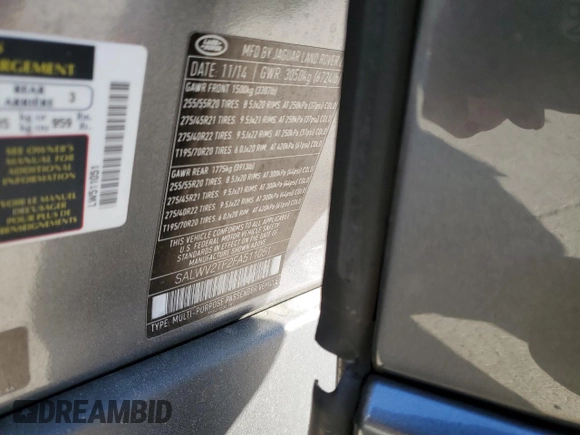 2015 Land Rover Range Rover Sport Autobiography with VIN SALWV2TF2FA511051, listed as a Copart auction lot 41895265 with Not provided miles and Salvage title. Bid and sale history available at DreamBid. Image 16.
