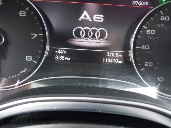 2015 Audi A6 3.0T Prestige with VIN WAUHGAFC5FN026947, listed as a IAAI auction lot 41718442 with 110,410 mi miles. Bid and sale history available at carsss.com. Image 15.