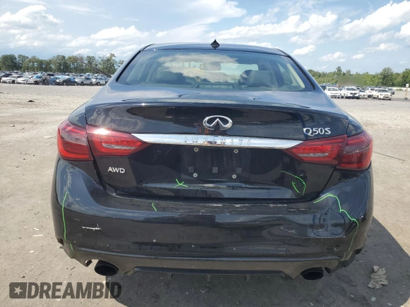 2018 Infiniti Q50 Luxe with VIN JN1EV7AR9JM436131, listed as a Copart auction lot 61730475 with 121,452 mi miles and Salvage title. Bid and sale history available at DreamBid. Image 6.