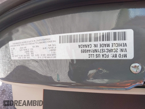 2022 Chrysler Pacifica Hybrid Limited z VIN 2C4RC1S71NR144989, wystawiony jako IAAI lot #40735375 z przebiegiem 61 361 mil mil oraz . Historia ofert i sprzedaży dostępna na DreamBid. Obrazek 9.