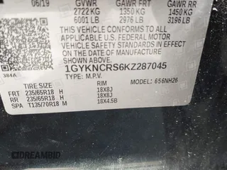 2019 Cadillac XT5 Luxury FWD с VIN 1GYKNCRS6KZ287045, выставлен на аукционе IAAI как лот 42277641 с пробегом 87 454 миль миль и . История ставок и продаж доступна на DreamBid. Изображение 9.