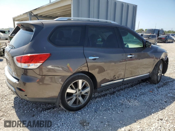 2015 Nissan Pathfinder Platinum z VIN 5N1AR2MN2FC601666, wystawiony jako Copart lot #56070145 z przebiegiem 187 875 mil mil oraz Szkoda całkowita • Salvage title. Historia ofert i sprzedaży dostępna na DreamBid. Obrazek 3.