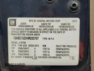 2004 GMC Yukon SLT z VIN 1GKEC13ZX4R203707, wystawiony jako Copart lot #56866075 z przebiegiem Nie podano mil oraz Szkoda całkowita • Salvage title. Historia ofert i sprzedaży dostępna na DreamBid. Obrazek 13.