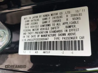 2012 Acura TSX Special Edition with VIN JH4CU2F83CC005947, listed as a IAAI auction lot 42562374 with 209,375 mi miles and . Bid and sale history available at DreamBid. Image 9.