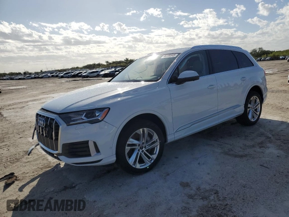 2024 Audi Q7 Premium z VIN WA1ACBF7XRD004147, wystawiony jako Copart lot #46189845 z przebiegiem 14 621 mil mil oraz Szkoda całkowita • Salvage title. Historia ofert i sprzedaży dostępna na DreamBid. Obrazek 1.