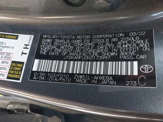 2022 Toyota Prius L Eco with VIN JTDKAMFU0N3173997, listed as a IAAI auction lot 42182489 with 41,220 mi miles and . Bid and sale history available at DreamBid. Image 9.