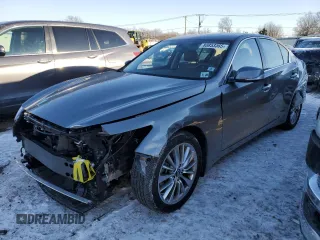 2023 Infiniti Q50 Luxe with VIN JN1EV7BR9PM542294, listed as a Copart auction lot 88853365 with 13,295 mi miles and Salvage title. Bid and sale history available at DreamBid. Image 1.