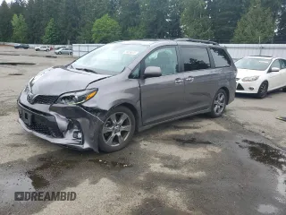 2018 Toyota Sienna SE with VIN 5TDXZ3DC1JS942731, listed as a Copart auction lot 56856635 with 64,392 mi miles and Salvage title. Bid and sale history available at DreamBid. Image 1.