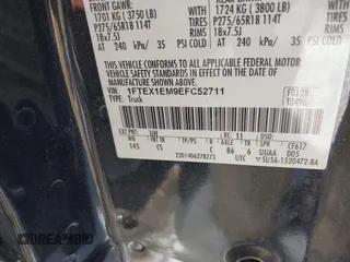 2014 Ford F-150 XL с VIN 1FTEX1EM9EFC52711, выставлен на аукционе IAAI как лот 41474644 с пробегом 114 045 миль миль и . История ставок и продаж доступна на DreamBid. Изображение 9.