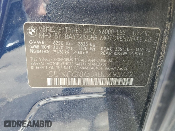 2011 BMW X6 50i with VIN 5UXFG8C51BLZ95772, listed as a Copart auction lot 65733764 with 94,467 mi miles and Salvage Title. Bid and sale history available at carsss.com. Image 13.
