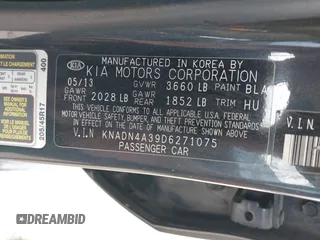 2013 Kia Rio EX with VIN KNADN4A39D6271075, listed as a IAAI auction lot 42684197 with 136,099 mi miles and . Bid and sale history available at DreamBid. Image 9.