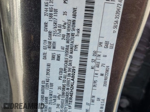 2019 Ford Ranger XL with VIN 1FTER4EH2KLA80291, listed as a Copart auction lot 76915414 with 78,490 mi miles and Salvage Title. Bid and sale history available at carsss.com. Image 13.
