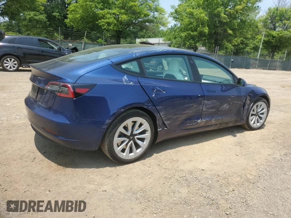 2023 Tesla Model 3 with VIN 5YJ3E1EAXPF419636, listed as a Copart auction lot 59754495 with 14,407 mi miles and Salvage title. Bid and sale history available at DreamBid. Image 3.