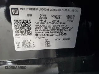 2023 Chevrolet Equinox LS with VIN 3GNAXHEG9PL154005, listed as a Copart auction lot 57805865 with Not provided miles and Salvage title. Bid and sale history available at DreamBid. Image 13.