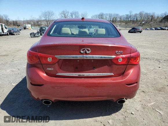 2014 Infiniti Q50 Premium with VIN JN1BV7AR7EM689215, listed as a Copart auction lot 53778625 with 110,164 mi miles and Salvage Title. Bid and sale history available at carsss.com. Image 6.