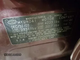 2004 Hyundai Sonata with VIN KMHWF25H24A009829, listed as a Copart auction lot 44333285 with 143,310 mi miles and Clean Title. Bid and sale history available at carsss.com. Image 12.