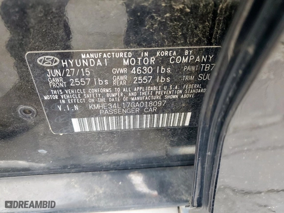 2016 Hyundai Sonata Hybrid Limited with VIN KMHE34L17GA018097, listed as a Copart auction lot 51503365 with 150,577 mi miles and Clean Title. Bid and sale history available at carsss.com. Image 12.
