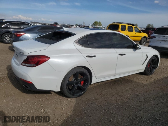 2021 Genesis G70 3.3T with VIN KMTG74LEXMU070081, listed as a Copart auction lot 72065504 with 73,851 mi miles and Clean Title. Bid and sale history available at carsss.com. Image 3.