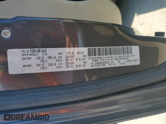 2017 Dodge Grand Caravan SE Plus with VIN 2C4RDGBG3HR597578, listed as a Copart auction lot 54502855 with 103,312 mi miles and Clean Title. Bid and sale history available at DreamBid. Image 13.