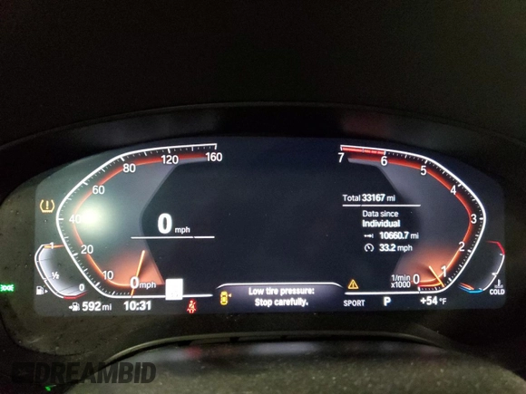 2020 BMW 5 Series 530i xDrive with VIN WBAJR7C09LCE58704, listed as a Copart auction lot 49900615 with 33,167 mi miles and Salvage title. Bid and sale history available at DreamBid. Image 9.