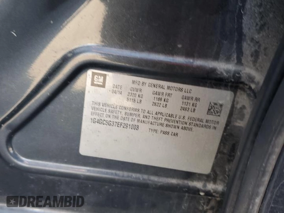 2014 Buick LaCrosse Leather with VIN 1G4GC5G37EF291003, listed as a Copart auction lot 76665934 with 217,036 mi miles and Salvage title. Bid and sale history available at DreamBid. Image 12.