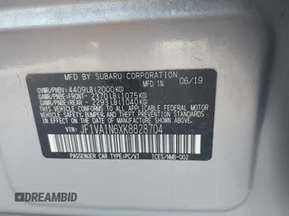 2019 Subaru WRX Limited with VIN JF1VA1N6XK8828704, listed as a IAAI auction lot 41445915 with 69,988 mi miles. Bid and sale history available at carsss.com. Image 9.