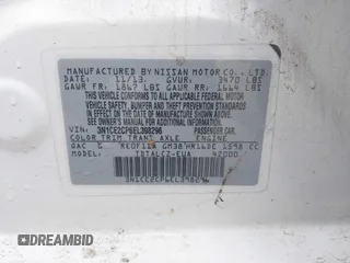 2014 Nissan Note S Plus with VIN 3N1CE2CP6EL398296, listed as a IAAI auction lot 42128123 with 93,688 mi miles and . Bid and sale history available at DreamBid. Image 9.