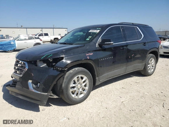 2021 Chevrolet Traverse LT Leather with VIN 1GNERHKW2MJ247877, listed as a Copart auction lot 46808755 with 43,808 mi miles and Salvage Title. Bid and sale history available at carsss.com. Image 1.