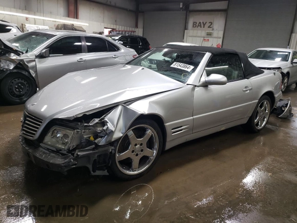 1999 Mercedes-Benz SL-Class with VIN WDBFA68F0XF180251, listed as a Copart auction lot 81543864 with 136,234 mi miles and Salvage Title. Bid and sale history available at carsss.com. Image 1.