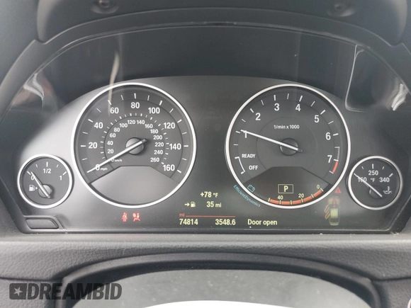 2015 BMW 3 Series 328i with VIN WBA3C1C58FP851848, listed as a Copart auction lot 61445445 with 74,814 mi miles and Salvage title. Bid and sale history available at DreamBid. Image 9.