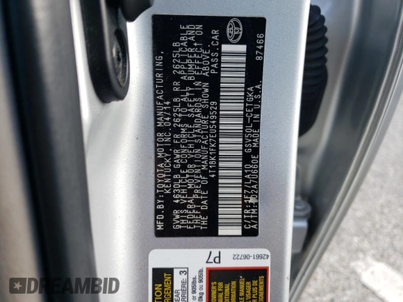 2014 Toyota Camry SE with VIN 4T1BK1FK7EU549529, listed as a Copart auction lot 44397935 with 184,140 mi miles and Salvage Title. Bid and sale history available at carsss.com. Image 12.