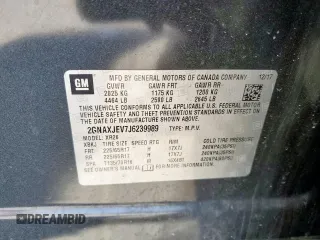 2018 Chevrolet Equinox LT with VIN 2GNAXJEV7J6239989, listed as a Copart auction lot 49865715 with 135,297 mi miles and Salvage Title. Bid and sale history available at carsss.com. Image 13.