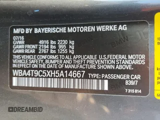 2017 BMW 4 Series z VIN WBA4T9C5XH5A14667, wystawiony jako Copart lot #73397604 z przebiegiem 69 957 mil mil oraz Szkoda całkowita • Salvage title. Historia ofert i sprzedaży dostępna na DreamBid. Obrazek 12.