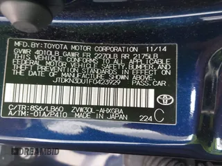 2015 Toyota Prius Four with VIN JTDKN3DU1F0423929, listed as a IAAI auction lot 41982427 with 43,882 mi miles. Bid and sale history available at carsss.com. Image 9.