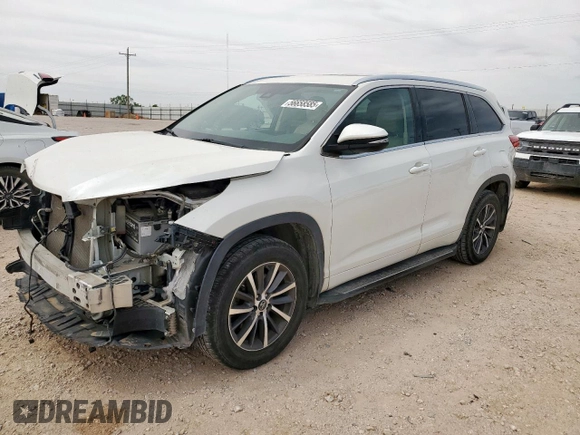 2018 Toyota Highlander SE with VIN 5TDKZRFH2JS540769, listed as a Copart auction lot 56658585 with 74,013 mi miles and Salvage title. Bid and sale history available at DreamBid. Image 1.