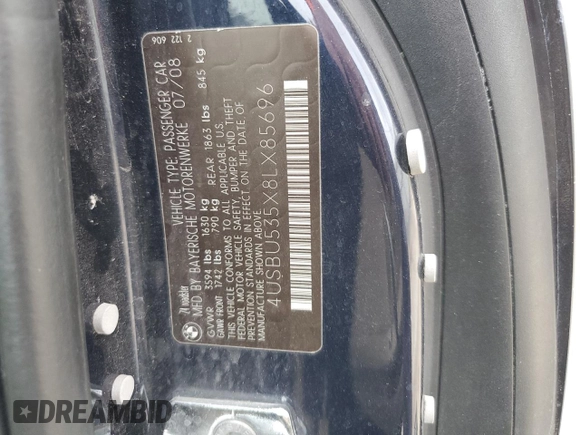 2008 BMW Z4 3.0si with VIN 4USBU535X8LX85696, listed as a Copart auction lot 70041534 with 87,989 mi miles and Salvage Title. Bid and sale history available at carsss.com. Image 12.