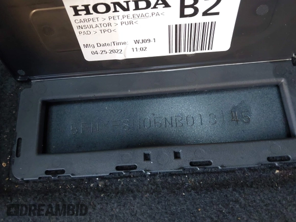 2022 Honda Passport Elite z VIN 5FNYF8H05NB013145, wystawiony jako IAAI lot #41355097 z przebiegiem 45 615 mil mil oraz . Historia ofert i sprzedaży dostępna na DreamBid. Obrazek 9.