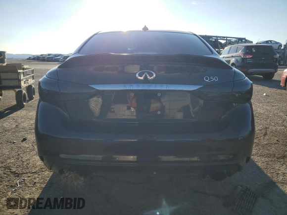 2018 Infiniti Q50 3.0t LUXE with VIN JN1EV7APXJM590796, listed as a Copart auction lot 47481395 with 91,360 mi miles and Salvage Title. Bid and sale history available at carsss.com. Image 6.