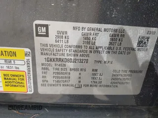 2013 GMC Acadia SLT with VIN 1GKKRRKD8DJ213270, listed as a IAAI auction lot 41942309 with 141,807 mi miles. Bid and sale history available at carsss.com. Image 9.