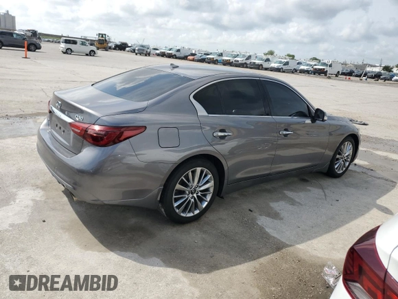 2023 Infiniti Q50 Luxe z VIN JN1EV7BR2PM541987, wystawiony jako Copart lot #53506195 z przebiegiem 65 202 mil mil oraz Szkoda całkowita • Salvage title. Historia ofert i sprzedaży dostępna na DreamBid. Obrazek 3.