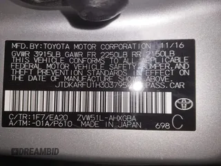 2017 Toyota Prius Two z VIN JTDKARFU1H3037959, wystawiony jako IAAI lot #41509021 z przebiegiem 82 500 mil mil oraz . Historia ofert i sprzedaży dostępna na DreamBid. Obrazek 9.