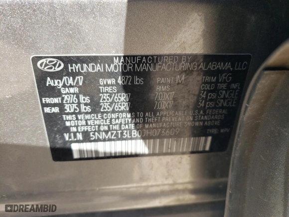 2018 Hyundai Santa Fe Sport 2.4L with VIN 5NMZT3LB0JH073609, listed as a Copart auction lot 46758465 with 91,452 mi miles and Salvage Title. Bid and sale history available at carsss.com. Image 15.