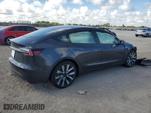 2024 Tesla Model 3 with VIN 5YJ3E1EA2RF752321, listed as a Copart auction lot 44593485 with 3,550 mi miles and Salvage Title. Bid and sale history available at carsss.com. Image 3.