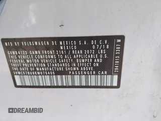 2019 Volkswagen Jetta S с VIN 3VWC57BU8KM075405, выставлен на аукционе IAAI как лот 42412088 с пробегом 61 493 миль миль и . История ставок и продаж доступна на DreamBid. Изображение 9.