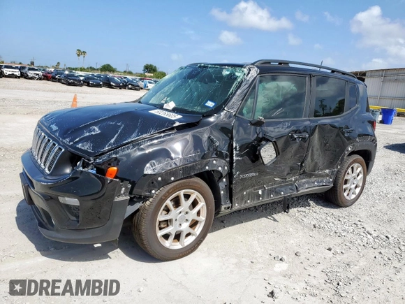 2020 Jeep Renegade Latitude z VIN ZACNJABB8LPL98948, wystawiony jako Copart lot #60265605 z przebiegiem 34 345 mil mil oraz Szkoda całkowita • Salvage title. Historia ofert i sprzedaży dostępna na DreamBid. Obrazek 1.