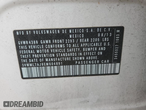 2014 Volkswagen Jetta SportWagen TDI w/Sunroof with VIN 3VWML7AJ8EM604891, listed as a Copart auction lot 80171674 with 87,513 mi miles and Salvage Title. Bid and sale history available at carsss.com. Image 12.